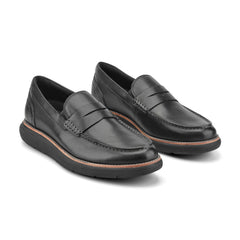 Men Rockport Total Motion Cadwyn Loafers Black Leather