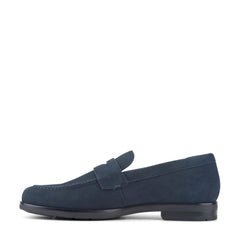 Men Rockport Sutton Penny Loafers Dark Blue Suede