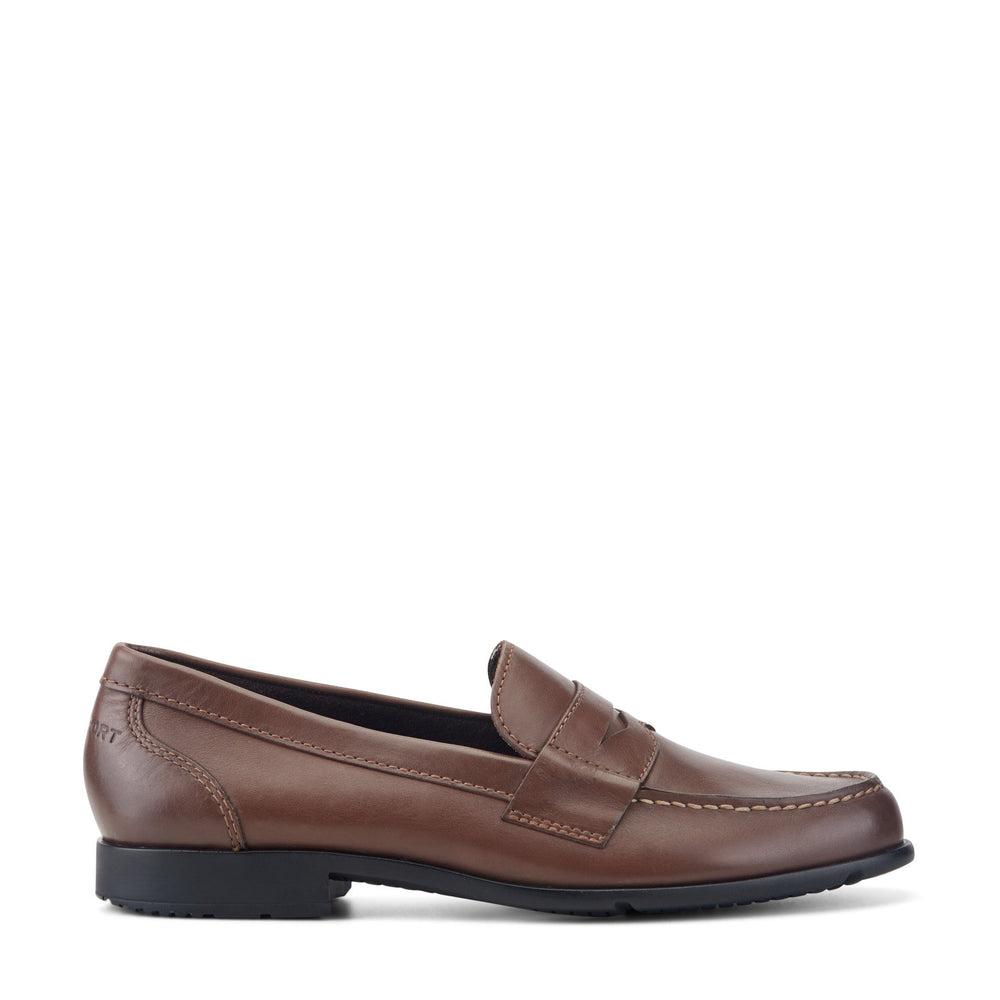 Men Rockport Classic Penny Loafers Dark Brown Leather
