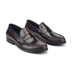 Men Rockport Willcox Classic Penny Loafers Dark Burgundy Leather