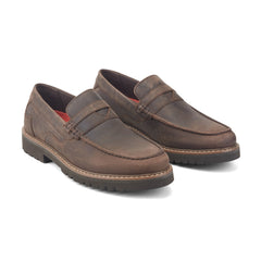 Men Rockport Maverick Penny Loafers Dark Brown Leather