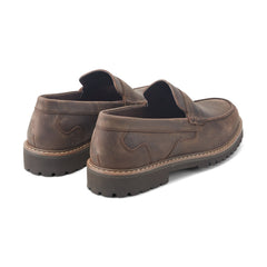 Men Rockport Maverick Penny Loafers Dark Brown Leather