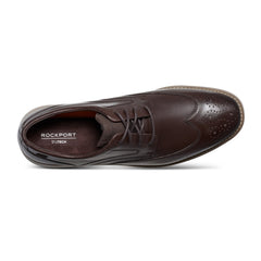 Men Rockport Garett Wing Tip Oxford Dark Brown Leather