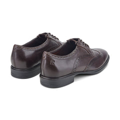 Men Rockport Keegan Dress Wing Tip Lace-up Oxfords Dark Brown Leather
