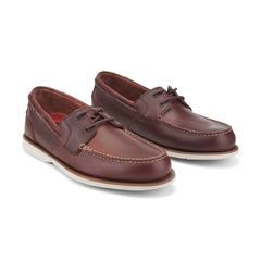Men Rockport Southport Boat Shoe Medium Brown Leather