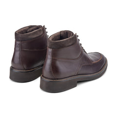 Men Rockport Macklin Moc Toe Lace-Up Leather Boots Dark Brown Leather