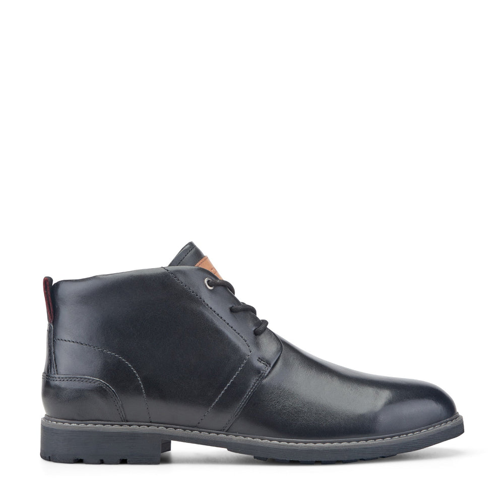 Men Rockport Tolan Lace-Up Leather Chukka Boots Black Leather