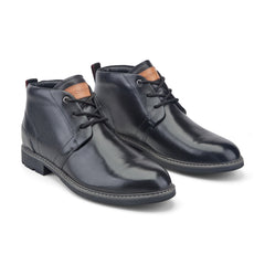 Men Rockport Tolan Lace-Up Leather Chukka Boots Black Leather