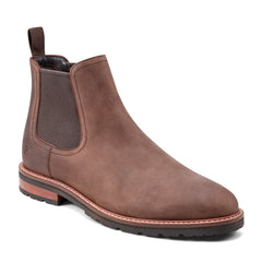 Men Rockport Cassius Slip-on Almond Toe Boots Light Brown Leather