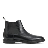 Men Rockport Cassius Slip-on Almond Toe Boots Black Leather