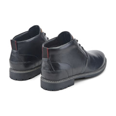 Men Rockport Tolan Lace-Up Leather Chukka Boots Black Leather