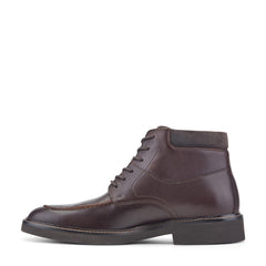 Men Rockport Macklin Moc Toe Lace-Up Leather Boots Dark Brown Leather