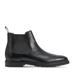 Men Rockport Cassius Slip-on Almond Toe Boots Black Leather