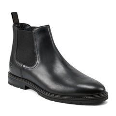 Men Rockport Cassius Slip-on Almond Toe Boots Black Leather