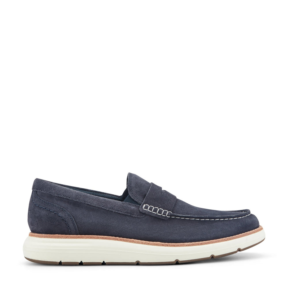 Men Rockport Total Motion Cadwyn Loafers Dark Blue Suede