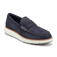 Men Rockport Total Motion Cadwyn Loafers Dark Blue Suede