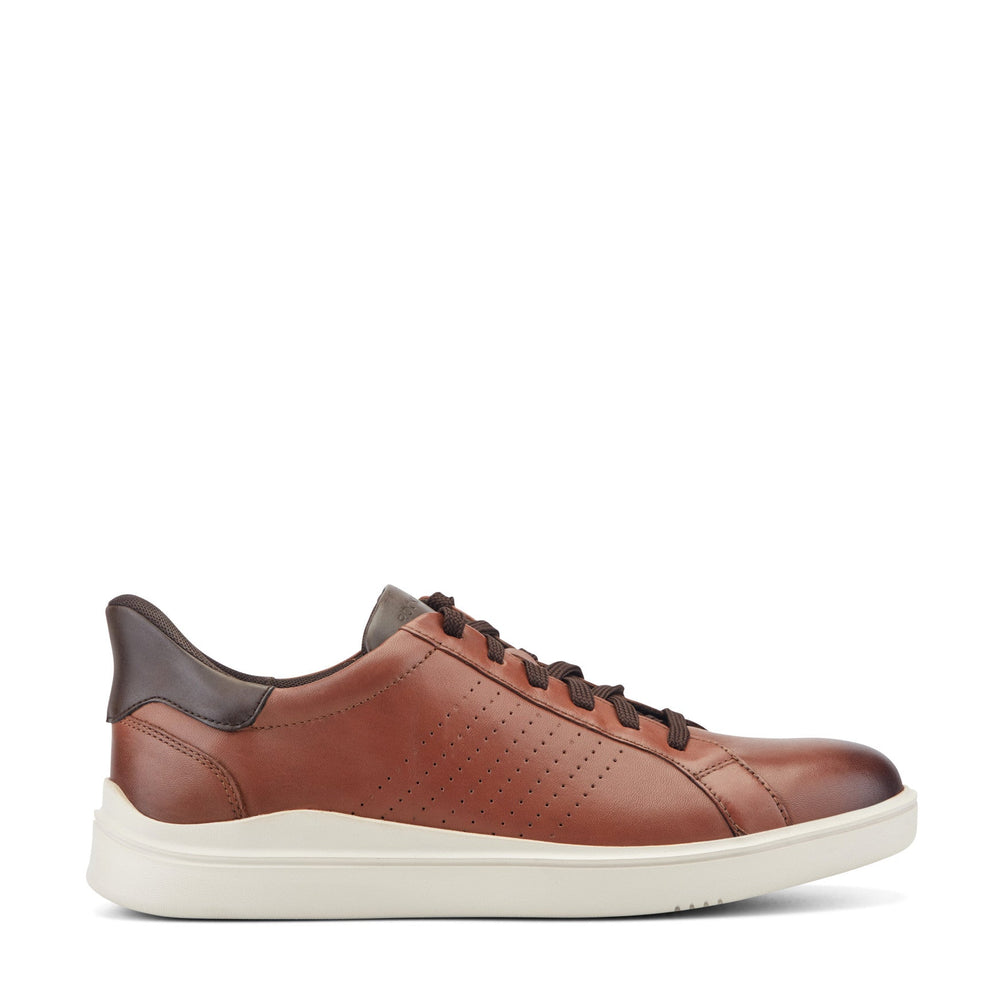 Men Rockport Tristen Step Activated Lace-Up Dark Natural Leather
