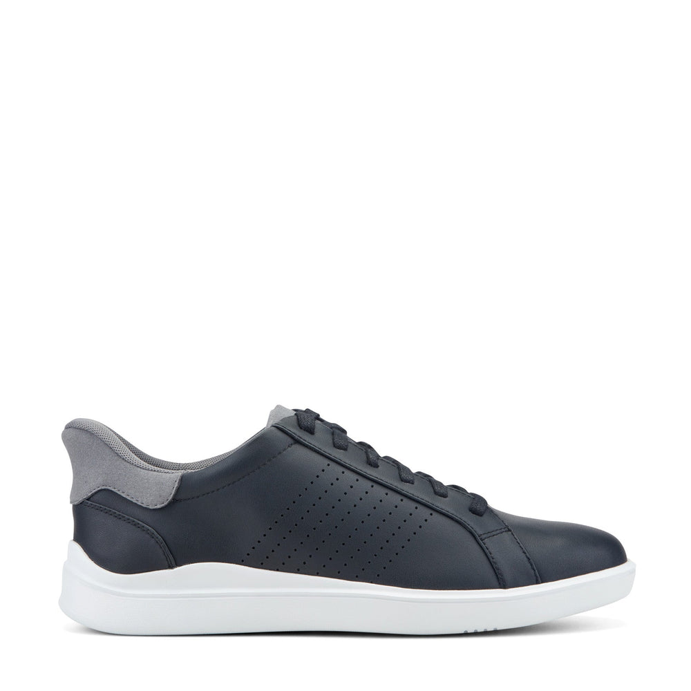 Men Rockport Tristen Step Activated Lace-Up Black Leather