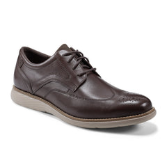 Men Rockport Garett Wing Tip Oxford Dark Brown Leather