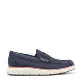 Men Rockport Total Motion Cadwyn Loafers Dark Blue Suede