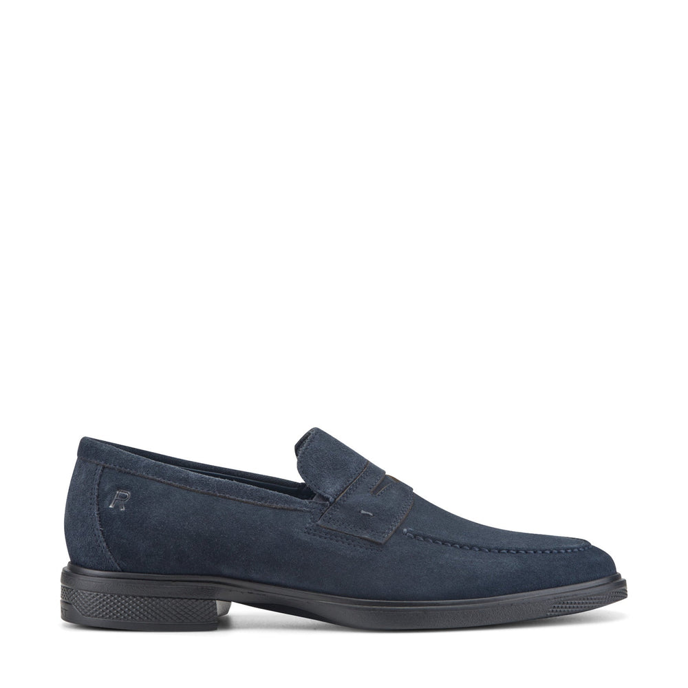 Men Rockport Keenan Penny Loafers Dark Blue Suede