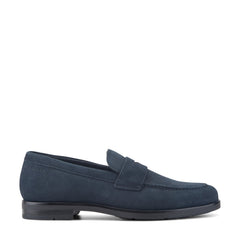 Men Rockport Sutton Penny Loafers Dark Blue Suede