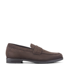 Men Rockport Sutton Penny Loafers Dark Brown Suede