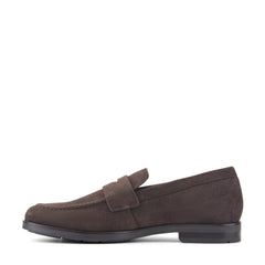 Men Rockport Sutton Penny Loafers Dark Brown Suede