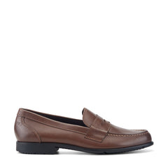 Men Rockport Classic Penny Loafers Dark Brown Leather