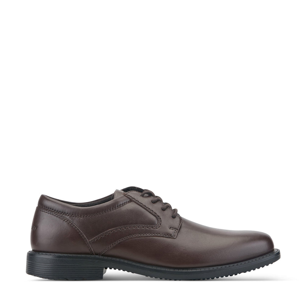 Men Rockport Style Leader 2 Plain Toe Oxford Dark Brown Leather