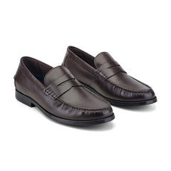 Men Rockport Willcox Classic Penny Loafers Dark Brown Leather