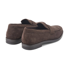 Men Rockport Sutton Penny Loafers Dark Brown Suede