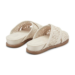 Women Rockport Zora Open Toe Slip-on Flat Casual Sandals Ivory