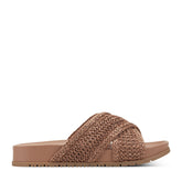 Women Rockport Leia Casual Slip-On Flat Sandals Medium Brown