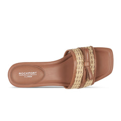 Women Rockport Clarice Slip-On Sandals Light Natural Leather