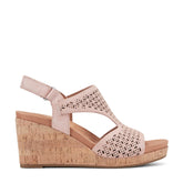 Women Rockport Bristol Casual Wedge Sandals Light Pink Suede