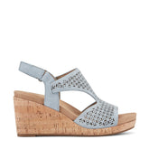Women Rockport Bristol Casual Wedge Sandals Light Blue Suede