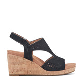 Women Rockport Bristol Casual Wedge Sandals Black Suede
