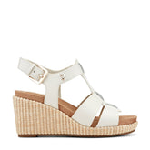 Women Rockport Belle Casual Wedge Sandals Ivory Leather