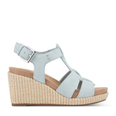Women Rockport Belle Casual Wedge Sandals Light Blue Suede