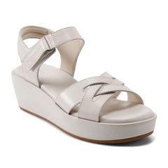 Women Rockport Amira Strappy Open Toe Casual Wedge Sandals Ivory