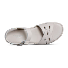 Women Rockport Amira Strappy Open Toe Casual Wedge Sandals Ivory