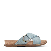 Women Rockport Zemira Slip-on Casual Sandals Light Blue Raffia