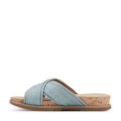 Women Rockport Zemira Slip-on Casual Sandals Light Blue Raffia