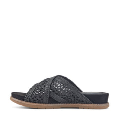 Women Rockport Zora Open Toe Slip-on Flat Casual Sandals Black