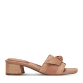 Women Rockport Carsie Block Heel Square Toe Slip-on Sandals Medium Natural
