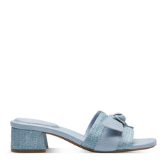 Women Rockport Carsie Block Heel Square Toe Slip-on Sandals Light Blue