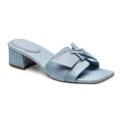 Women Rockport Carsie Block Heel Square Toe Slip-on Sandals Light Blue