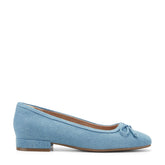 Women Rockport Sadie Square Toe Slip-on Ballet Dress Flats Blue Denim