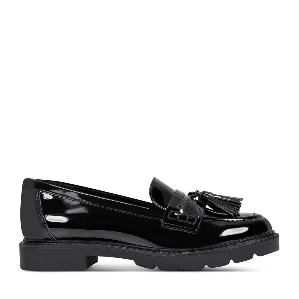 Women Rockport Kiara Tassel Loafers Black Patent